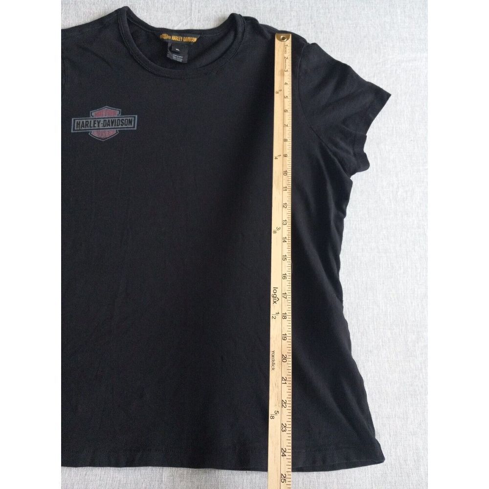 Harley-Davidson Motor Cycle Women's XL Pure Cotton Big Art Logo Black T Shirt - Picture 2 of 13